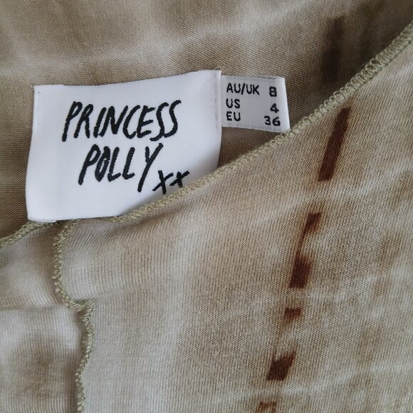 Princess Polly- Bodycon- Mini Tie Dye Dress- Darker Green and Brown- Size 4 - Picture 5 of 8
